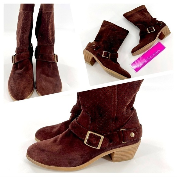 CHINESE LAUNDRY TEE JAI Brown Suede Leather Boots size 7.5 M - Picture 1 of 12